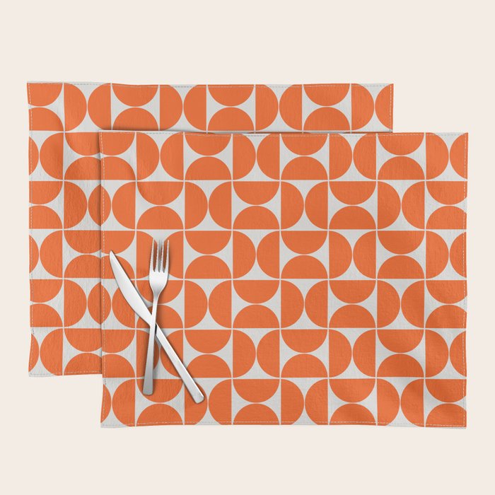 Mid-Century Modern Pattern No.27 Mini - Off-White and Orange Placemat Gallery Image 1