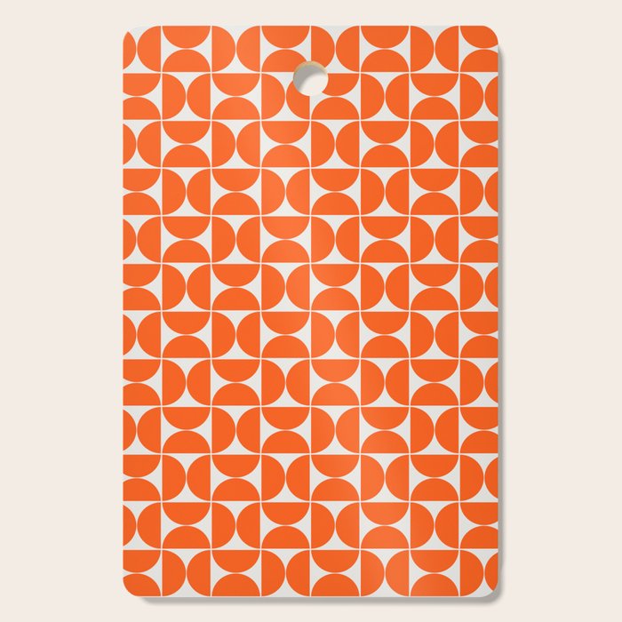 Mid-Century Modern Pattern No.27 Mini - Off-White and Orange Cutting Board Gallery Image 1