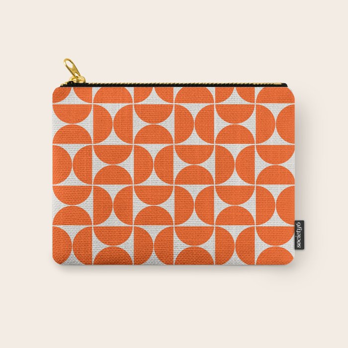 Mid-Century Modern Pattern No.27 Mini - Off-White and Orange Carry All Pouch Gallery Image 1