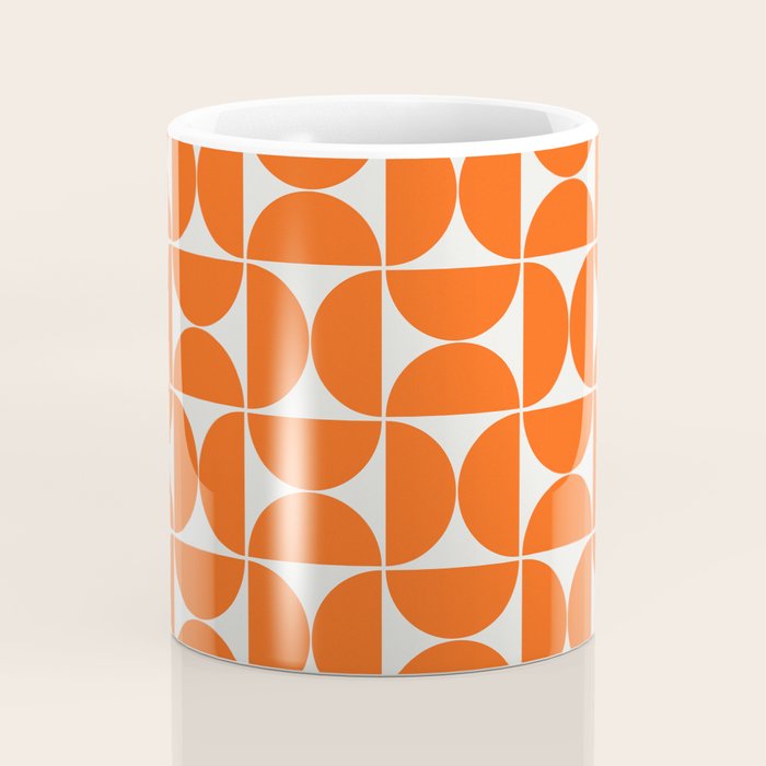 Mid-Century Modern Pattern No.27 Mini - Off-White and Orange Coffee Mug Gallery Image 4