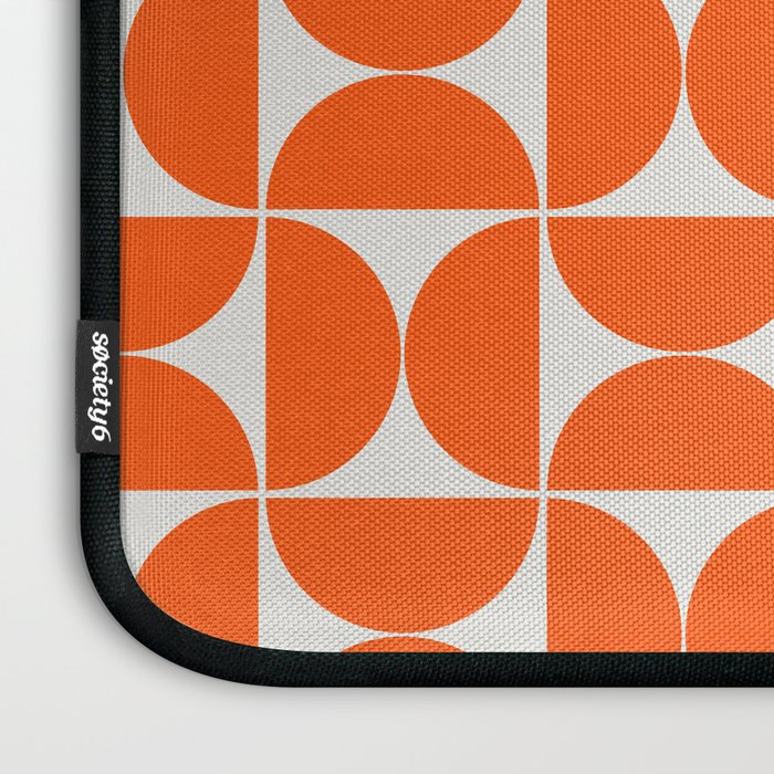 Mid-Century Modern Pattern No.27 Mini - Off-White and Orange Laptop Sleeve Gallery Image 3
