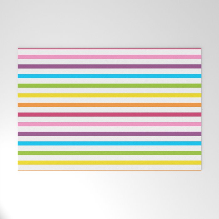 Rainbow Stripe Pattern Colorful Rainbow Lines Welcome Mat