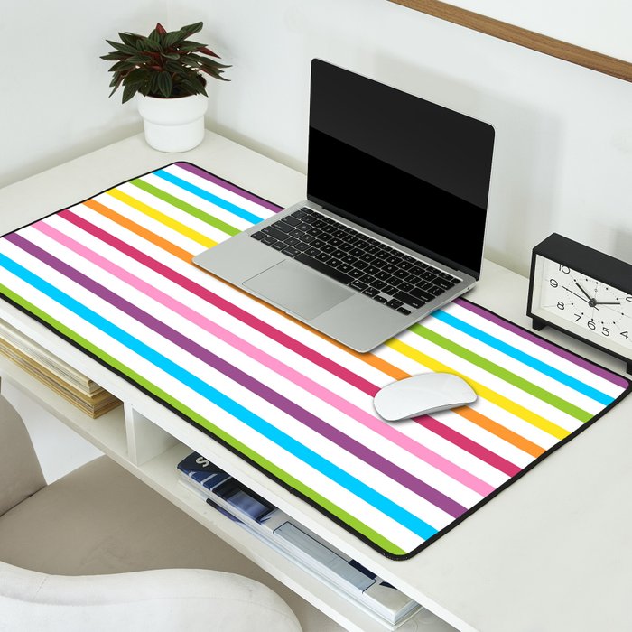 Rainbow Stripe Pattern Colorful Rainbow Lines Desk Mat Gallery Image 2