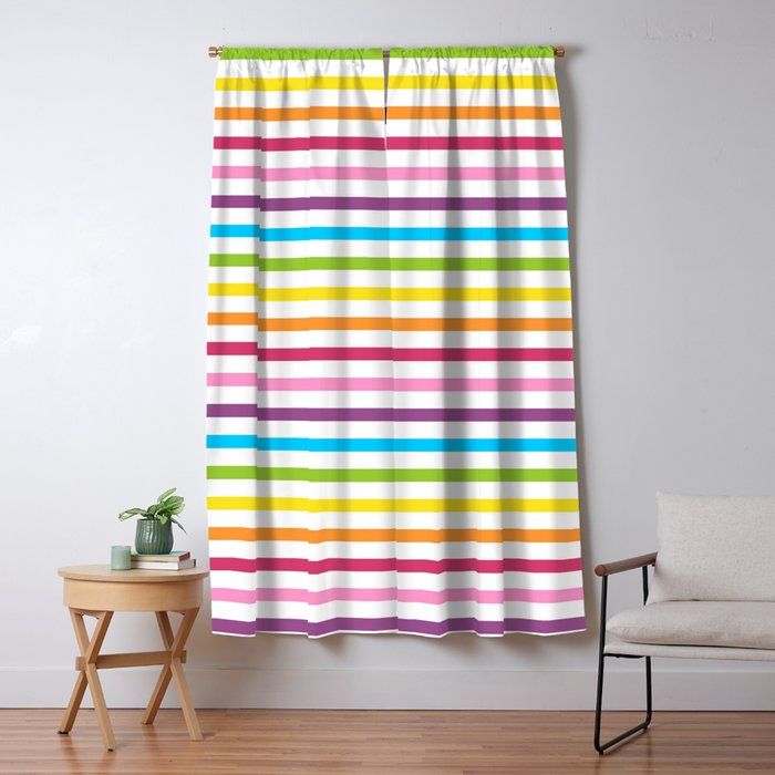 Rainbow Stripe Pattern Colorful Rainbow Lines Window Curtain Gallery Image 5