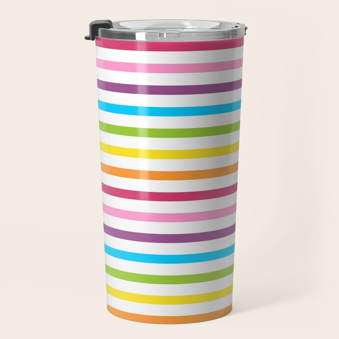 Rainbow Stripe Pattern Colorful Rainbow Lines Travel Mug Gallery Image 3