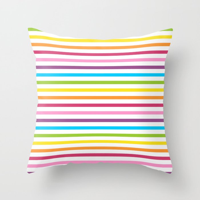 Rainbow Stripe Pattern Colorful Rainbow Lines Throw Pillow Gallery Image 6