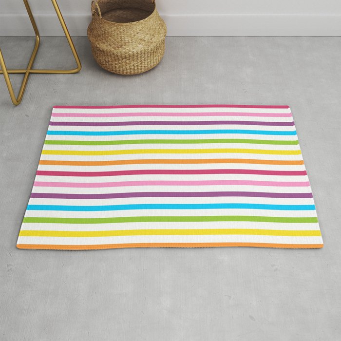 Rainbow Stripe Pattern Colorful Rainbow Lines Rug Gallery Image 1