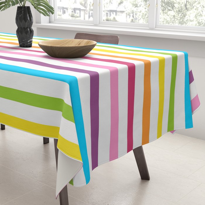 Rainbow Stripe Pattern Colorful Rainbow Lines Tablecloth Gallery Image 3
