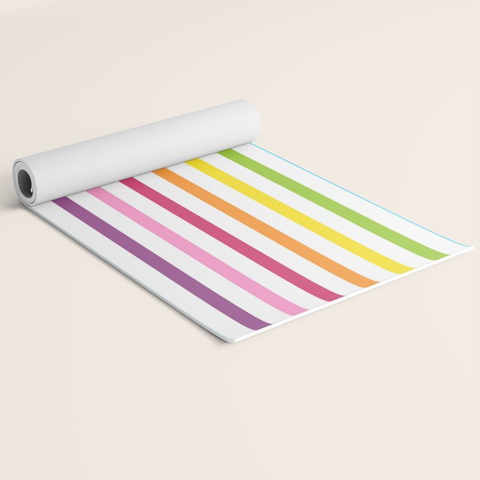 Rainbow Stripe Pattern Colorful Rainbow Lines Yoga Mat Gallery Image 2