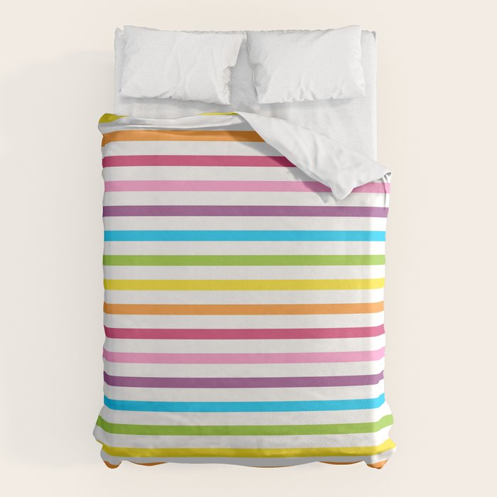 Rainbow Stripe Pattern Colorful Rainbow Lines Duvet Cover Gallery Image 6