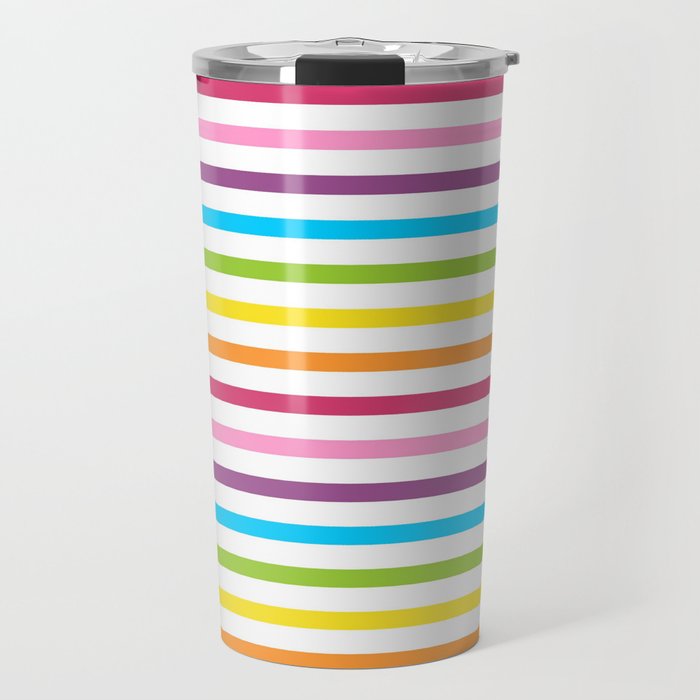 Rainbow Stripe Pattern Colorful Rainbow Lines Travel Mug Gallery Image 1