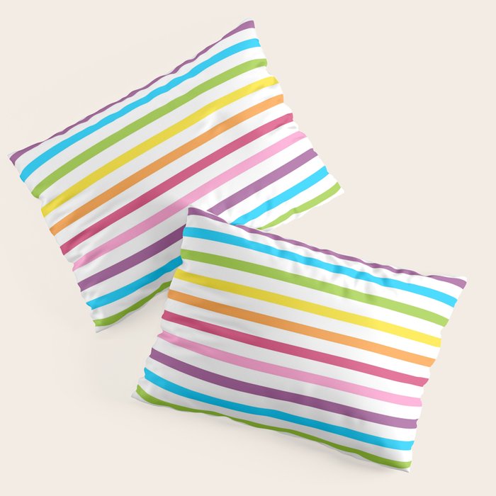 Rainbow Stripe Pattern Colorful Rainbow Lines Pillow Sham Gallery Image 3