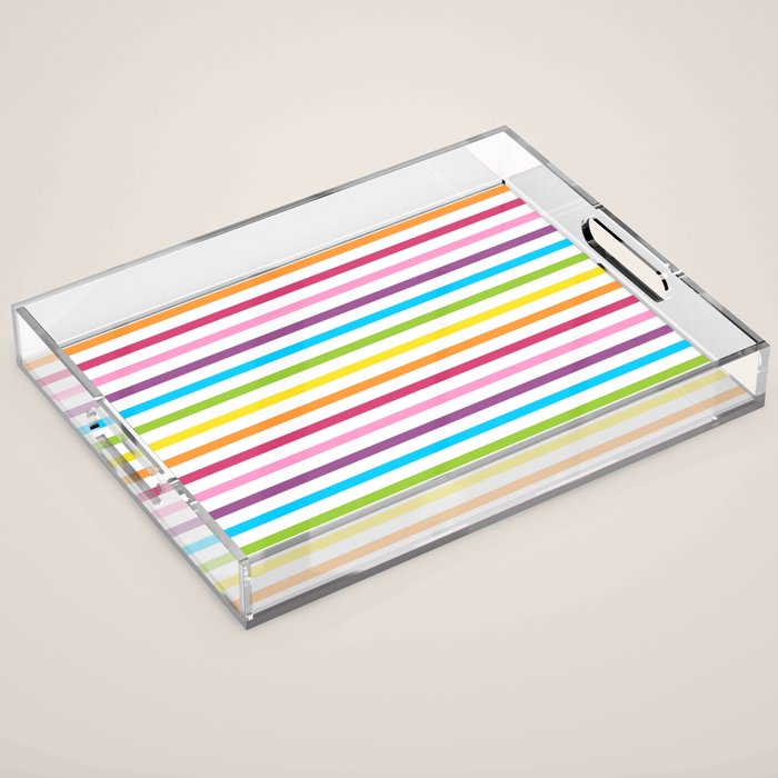 Rainbow Stripe Pattern Colorful Rainbow Lines Acrylic Tray Gallery Image 1