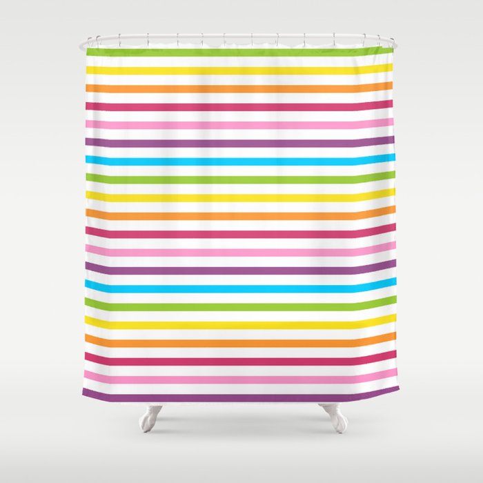 Rainbow Stripe Pattern Colorful Rainbow Lines Shower Curtain Gallery Image 1