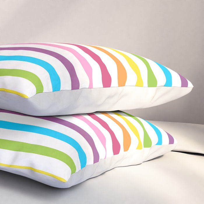 Rainbow Stripe Pattern Colorful Rainbow Lines Pillow Sham Gallery Image 3
