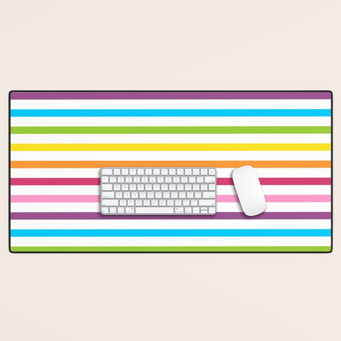 Rainbow Stripe Pattern Colorful Rainbow Lines Desk Mat Gallery Image 1