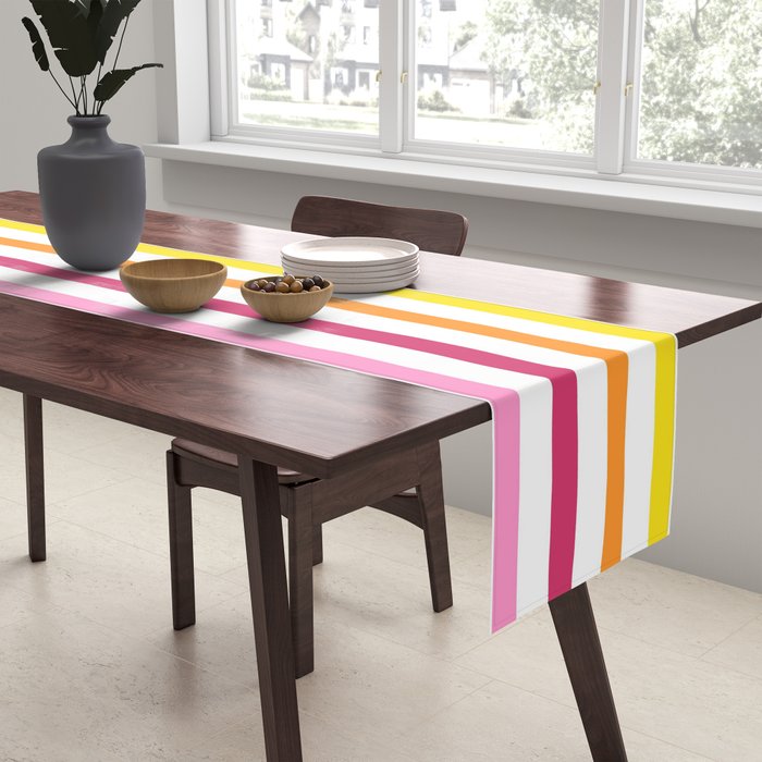Rainbow Stripe Pattern Colorful Rainbow Lines Table Runner Gallery Image 2