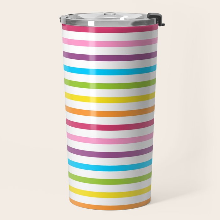 Rainbow Stripe Pattern Colorful Rainbow Lines Travel Mug Gallery Image 2