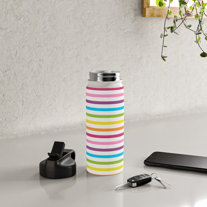 Rainbow Stripe Pattern Colorful Rainbow Lines Water Bottle Gallery Image 4