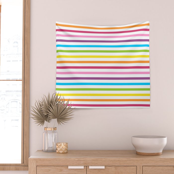 Rainbow Stripe Pattern Colorful Rainbow Lines Wall Tapestry Gallery Image 2