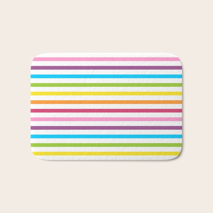Rainbow Stripe Pattern Colorful Rainbow Lines Bath Mat
