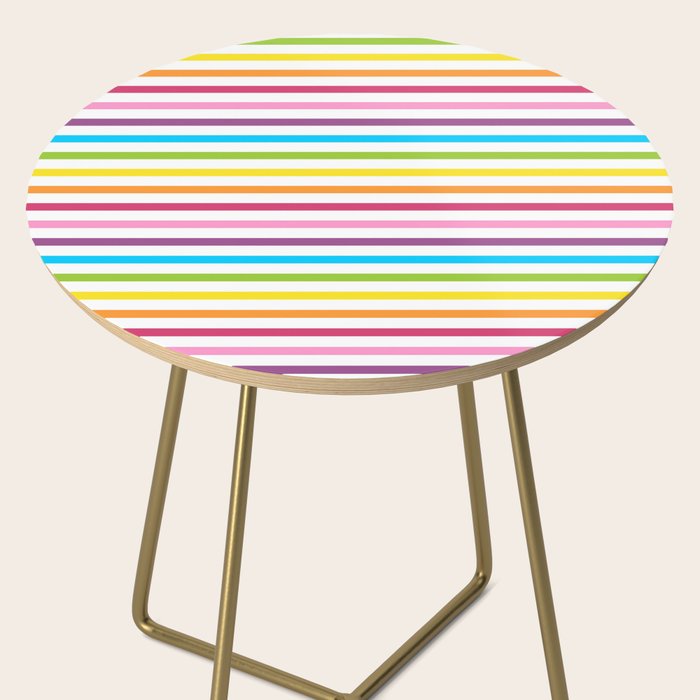 Rainbow Stripe Pattern Colorful Rainbow Lines Side Table Gallery Image 2