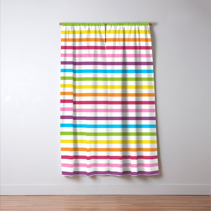 Rainbow Stripe Pattern Colorful Rainbow Lines Window Curtain Gallery Image 3