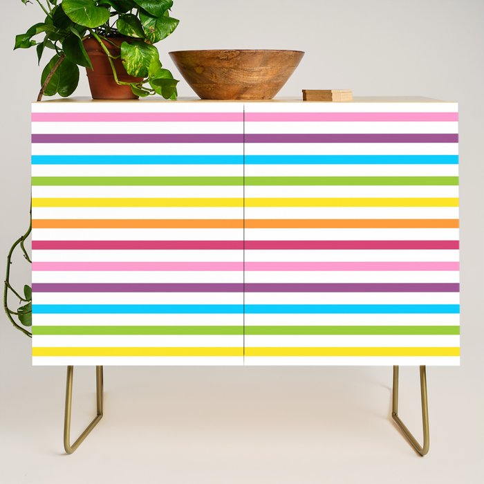 Rainbow Stripe Pattern Colorful Rainbow Lines Credenza Gallery Image 1