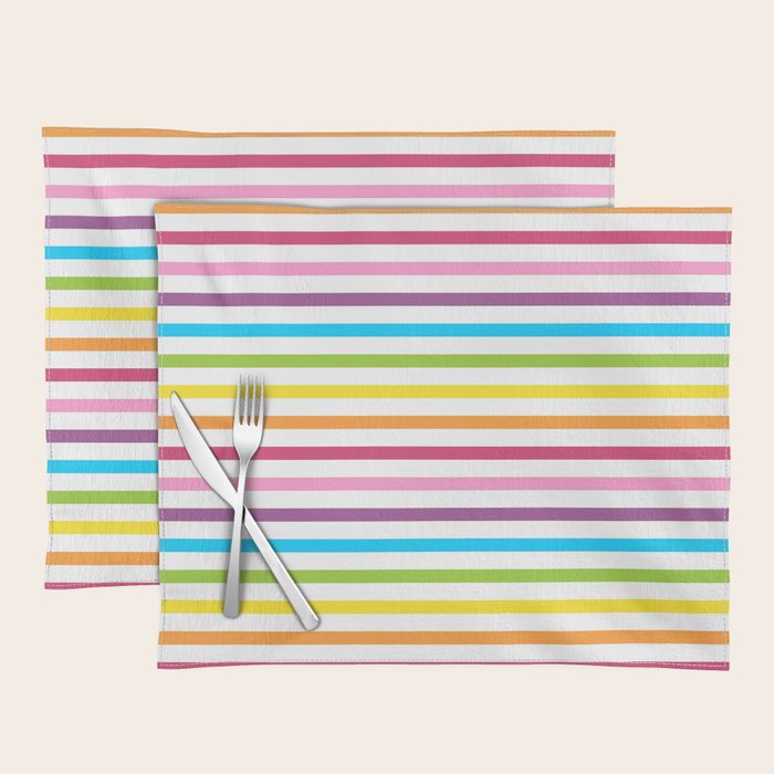 Rainbow Stripe Pattern Colorful Rainbow Lines Placemat Gallery Image 1