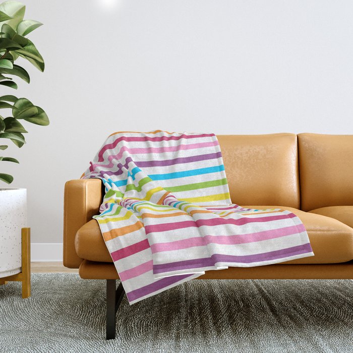 Rainbow Stripe Pattern Colorful Rainbow Lines Throw Blanket