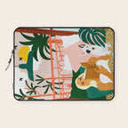 Pet Pals, Animals Lovers Illustration, Travel With Pets Modern Bohemian Painting Laptop Sleeve Gallery Image 1