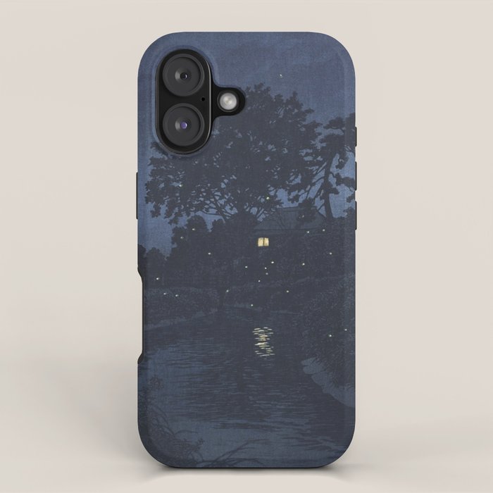 Fireflies Near Minumagawa River - Vintage Japanese Woodblock Print Art By Kawase Hasui iPhone Case Gallery Image 1