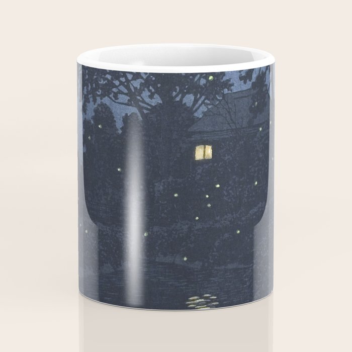 Fireflies Near Minumagawa River - Vintage Japanese Woodblock Print Art By Kawase Hasui Coffee Mug Gallery Image 4