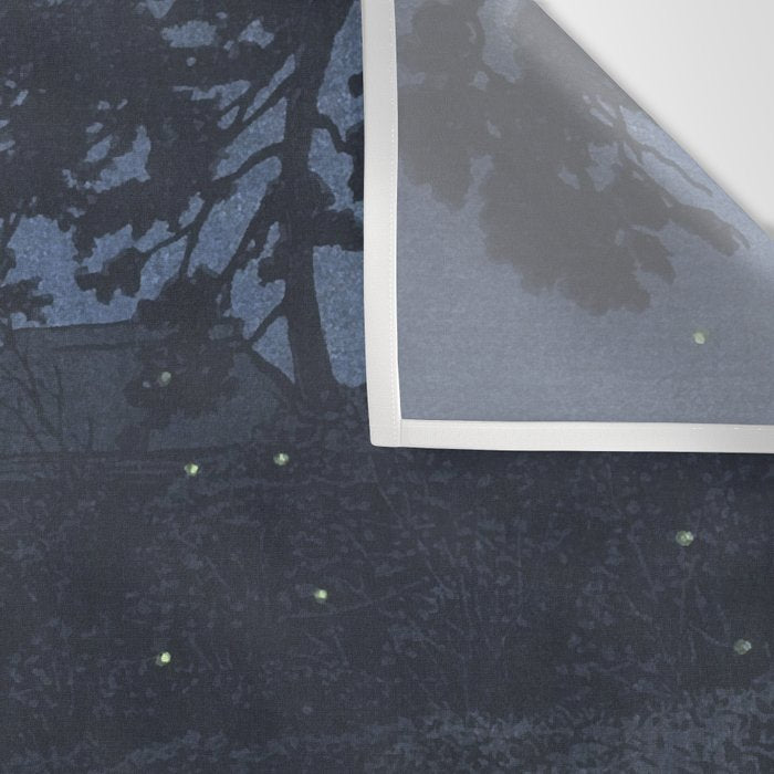 Fireflies Near Minumagawa River - Vintage Japanese Woodblock Print Art By Kawase Hasui Wall Tapestry Gallery Image 3