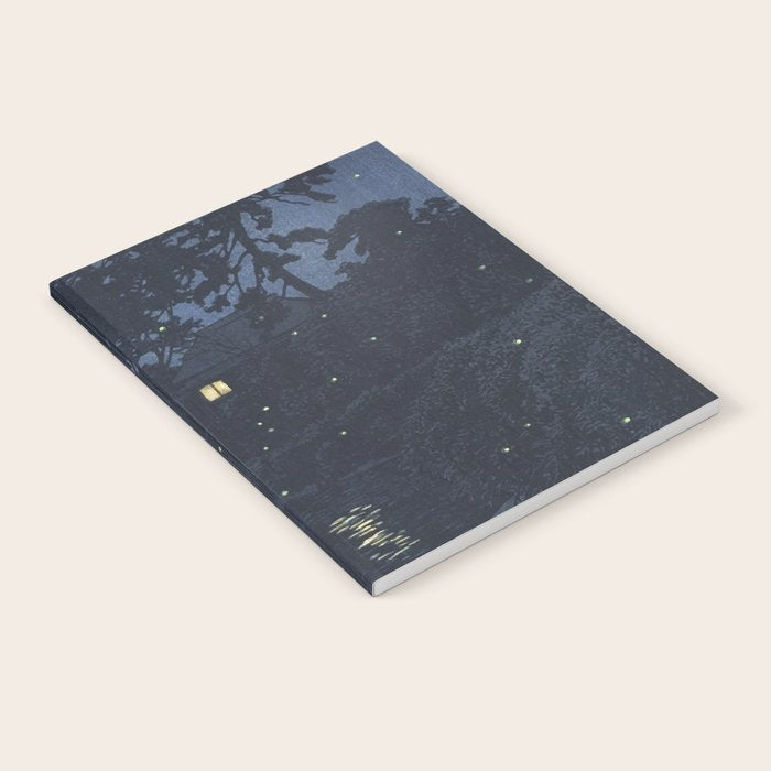 Fireflies Near Minumagawa River - Vintage Japanese Woodblock Print Art By Kawase Hasui Notebook Gallery Image 1