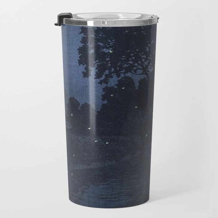 Fireflies Near Minumagawa River - Vintage Japanese Woodblock Print Art By Kawase Hasui Travel Mug Gallery Image 3
