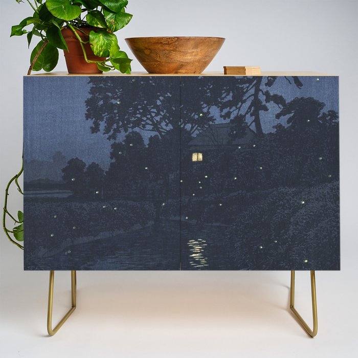 Fireflies Near Minumagawa River - Vintage Japanese Woodblock Print Art By Kawase Hasui Credenza Gallery Image 1