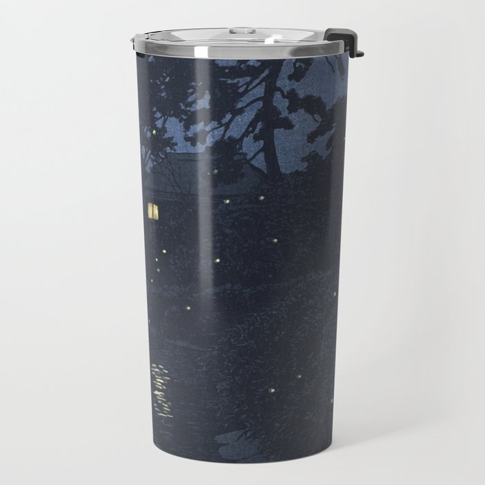 Fireflies Near Minumagawa River - Vintage Japanese Woodblock Print Art By Kawase Hasui Travel Mug Gallery Image 2