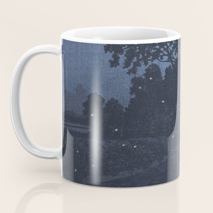 Fireflies Near Minumagawa River - Vintage Japanese Woodblock Print Art By Kawase Hasui Coffee Mug Gallery Image 3