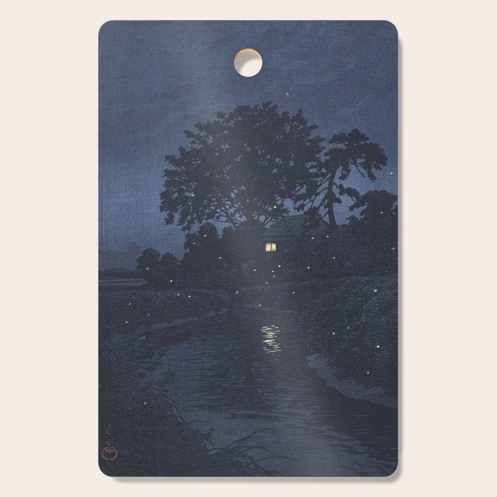 Fireflies Near Minumagawa River - Vintage Japanese Woodblock Print Art By Kawase Hasui Cutting Board Gallery Image 1