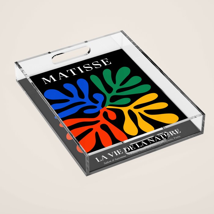 Nature Leaf Cutouts II: Night Edition | Mid-Century Henri Matisse Series Acrylic Tray Gallery Image 1