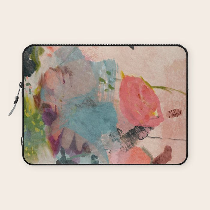 pink summer roses 3 triptych abstract Laptop Sleeve Gallery Image 1