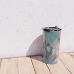 pink summer roses 3 triptych abstract Travel Mug Gallery Image 4