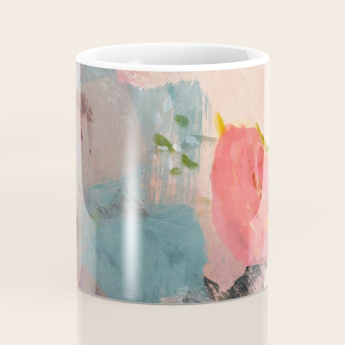 pink summer roses 3 triptych abstract Coffee Mug Gallery Image 4