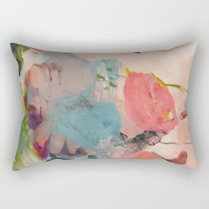 pink summer roses 3 triptych abstract Rectangular Pillow Gallery Image 1