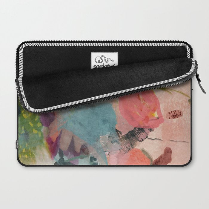 pink summer roses 3 triptych abstract Laptop Sleeve Gallery Image 2