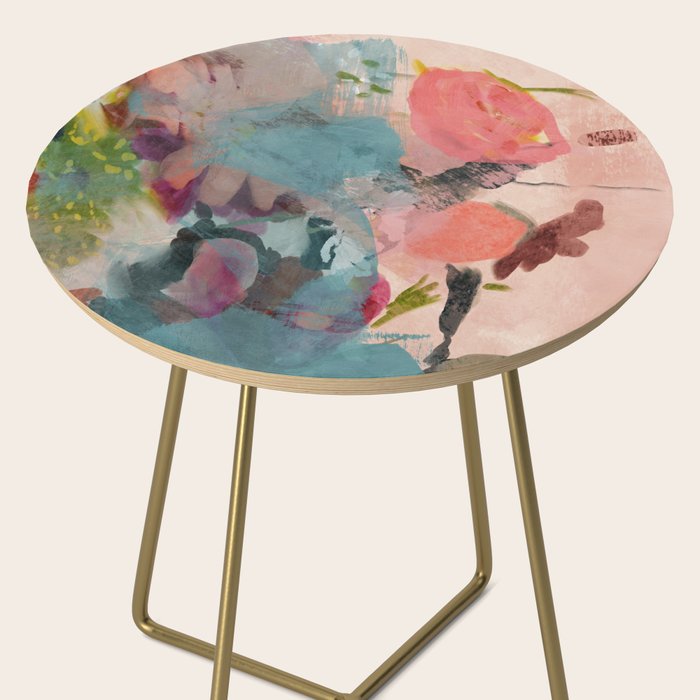 pink summer roses 3 triptych abstract Side Table Gallery Image 2