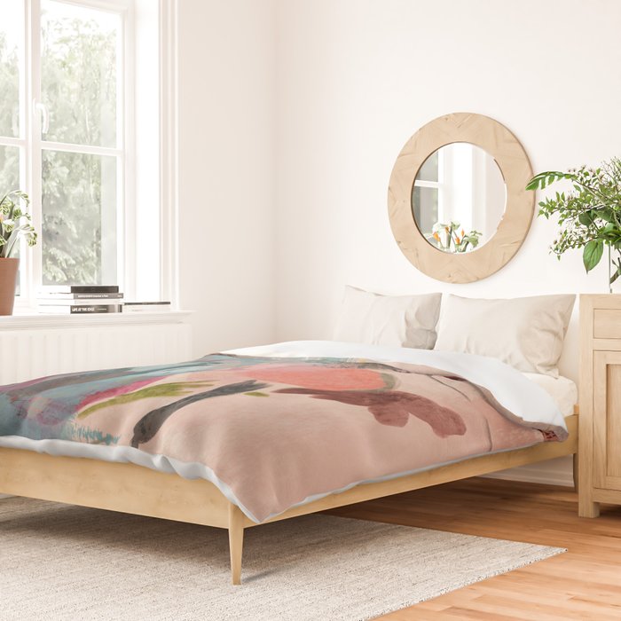 pink summer roses 3 triptych abstract Duvet Cover Gallery Image 2