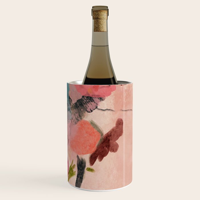 pink summer roses 3 triptych abstract Wine Chiller Gallery Image 3