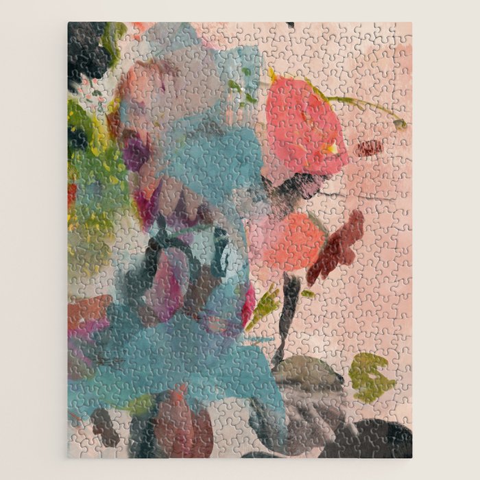 pink summer roses 3 triptych abstract Jigsaw Puzzle Gallery Image 1